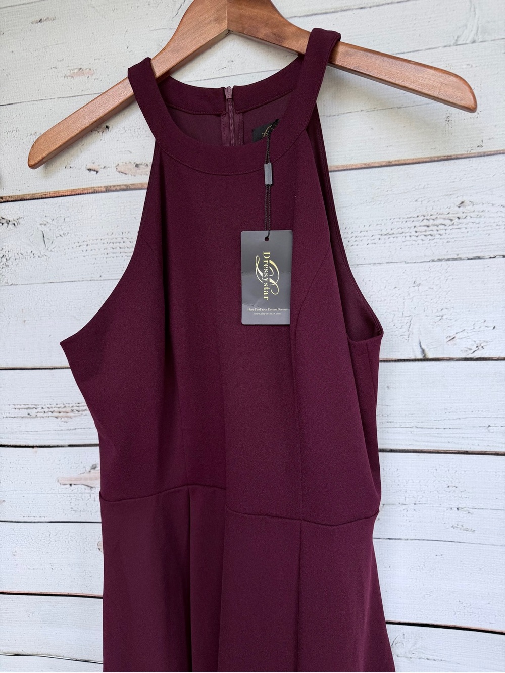 NWT Dressystar Burgundy High Neck Halter High-Low Dress - Size Large - Picture 5 of 6